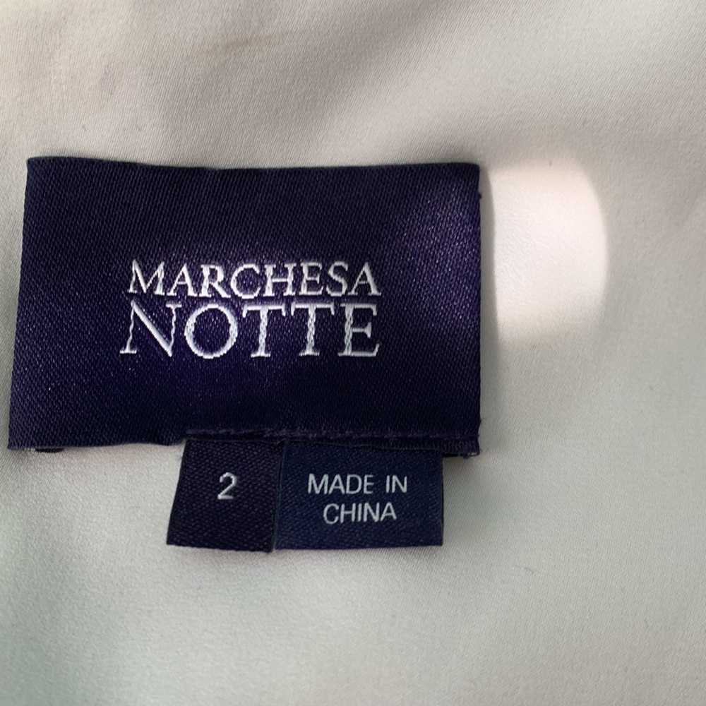 Marchesa Notte Blue Lace Sweetheart Neckline Gown | Size 0 - Picture 11 of 14